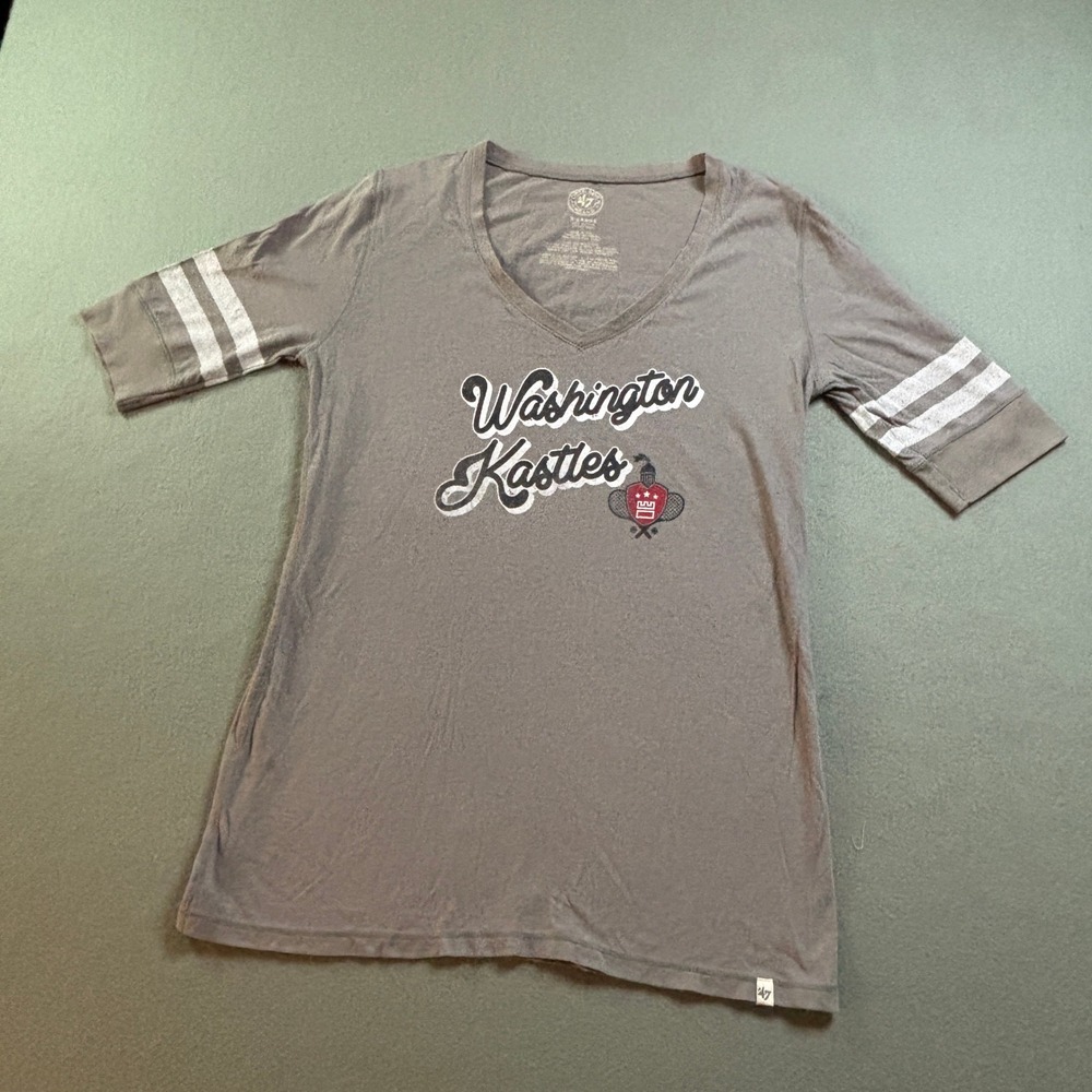 47 Brand Washington Kastles V-Neck T-Shirt Womens XL Gray Tennis WTT Graphic Tee